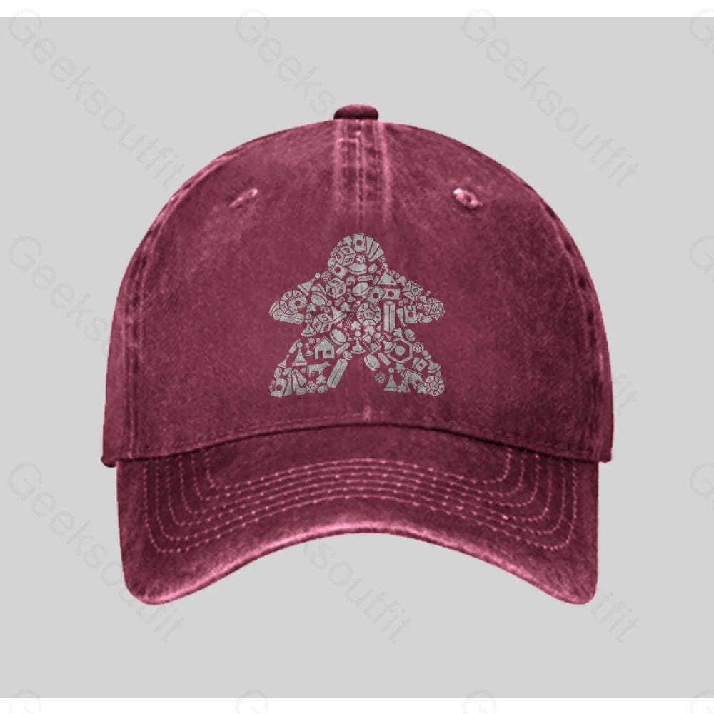 Board Gamer Washed Vintage Baseball Cap Red