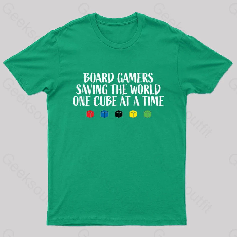 Board Gamers Saving The World Geek T-Shirt Green / S