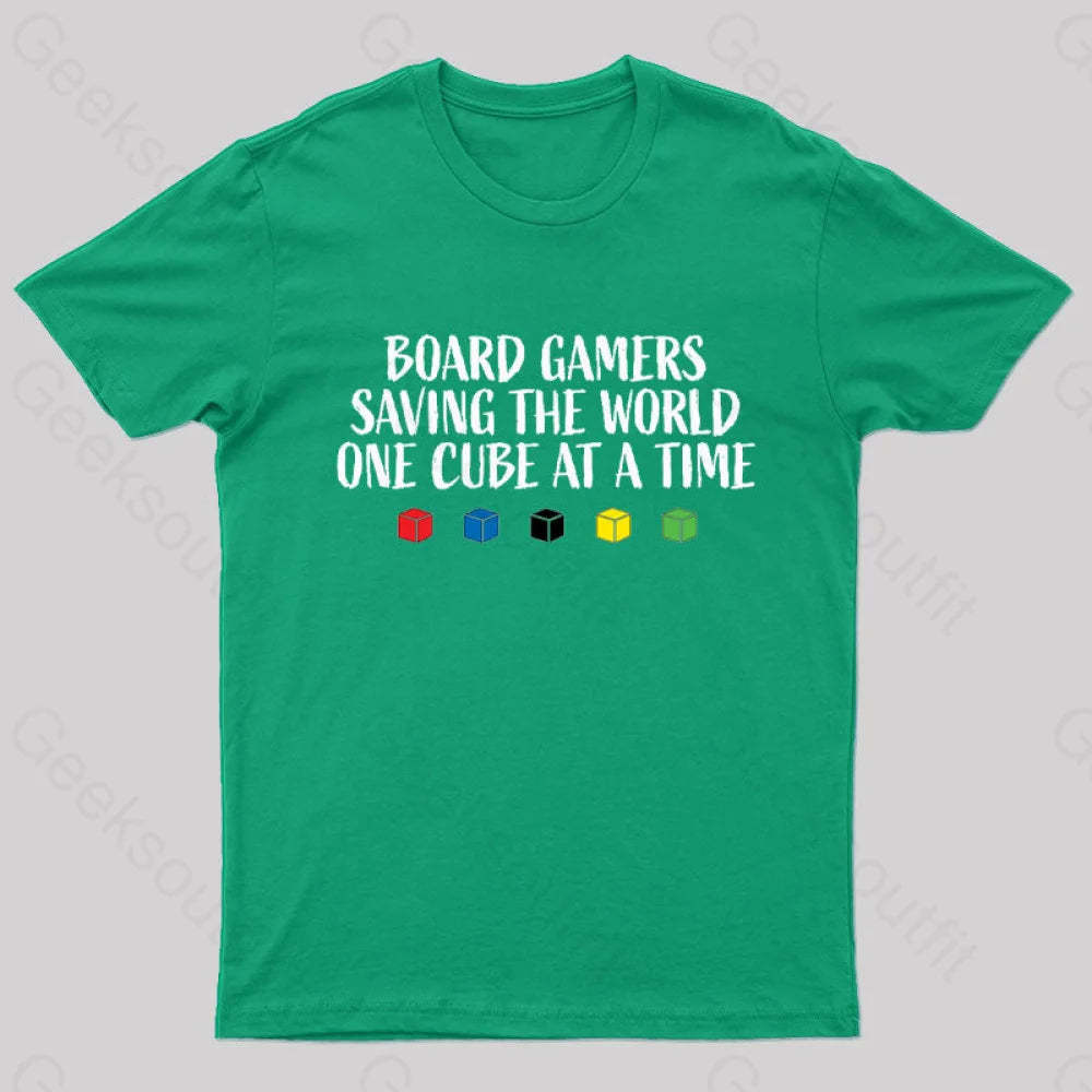 Board Gamers Saving The World Geek T-Shirt Green / S