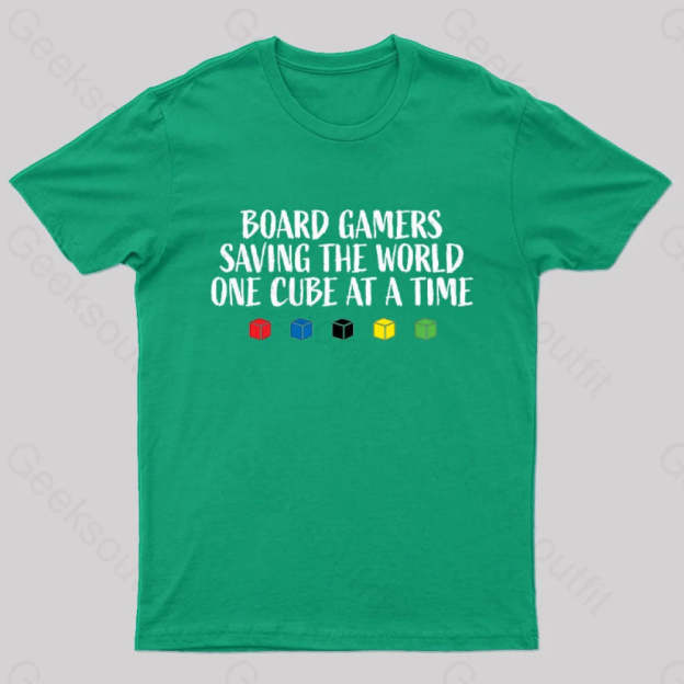 Board Gamers Saving The World Geek T-Shirt Green / S