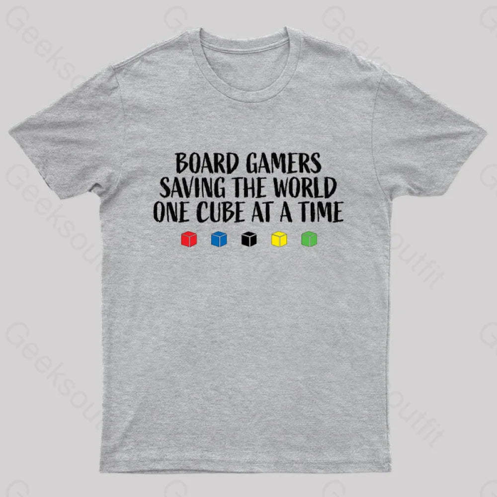 Board Gamers Saving The World Geek T-Shirt Grey / S