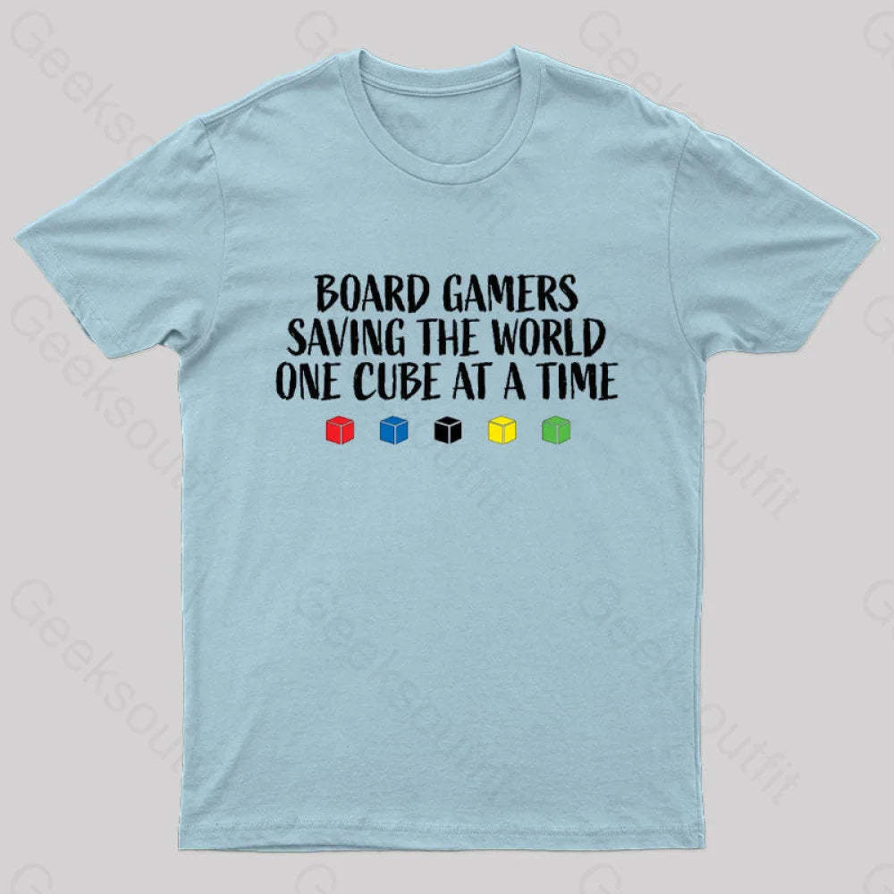 Board Gamers Saving The World Geek T-Shirt Light Blue / S
