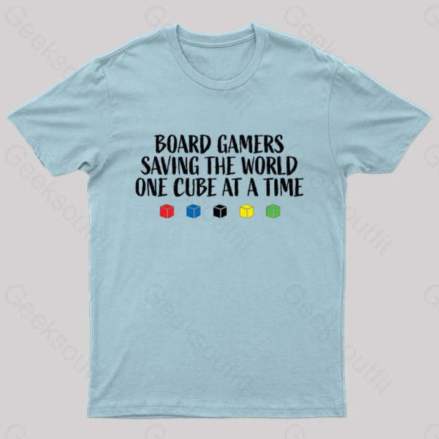 Board Gamers Saving The World Geek T-Shirt Light Blue / S