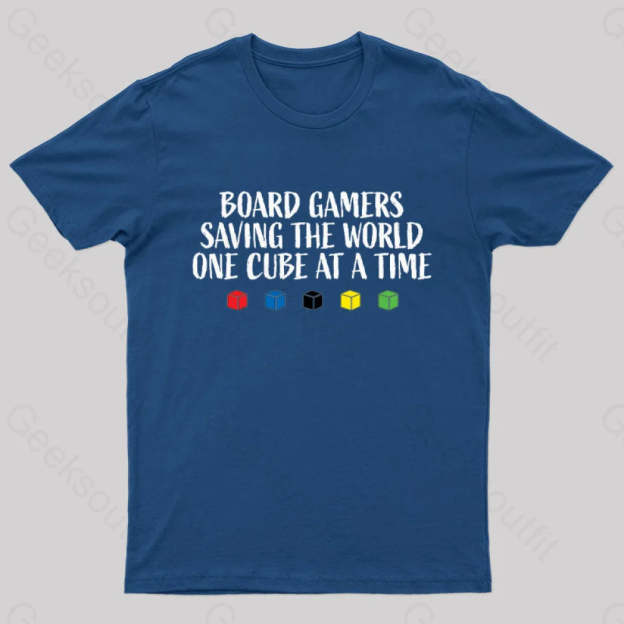Board Gamers Saving The World Geek T-Shirt Navy / S