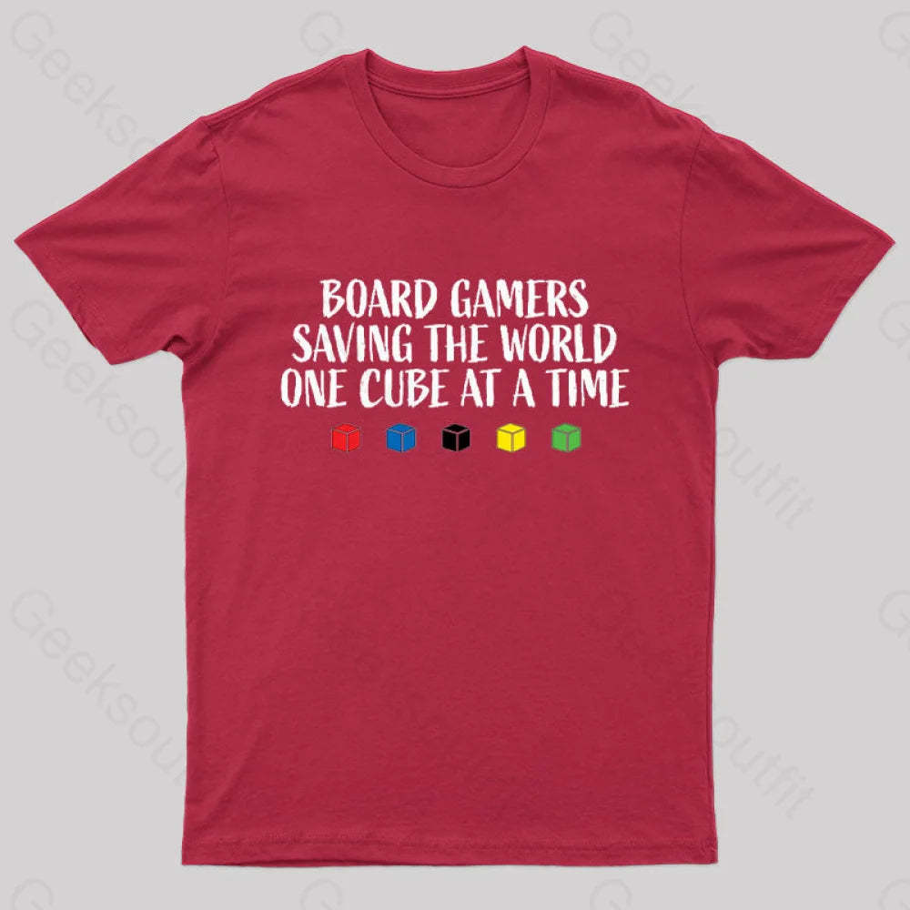 Board Gamers Saving The World Geek T-Shirt Red / S