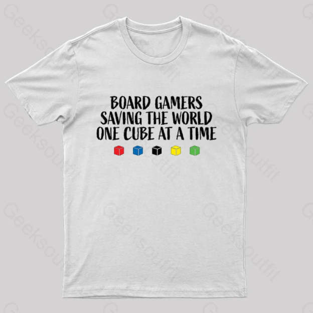Board Gamers Saving The World Geek T-Shirt White / S