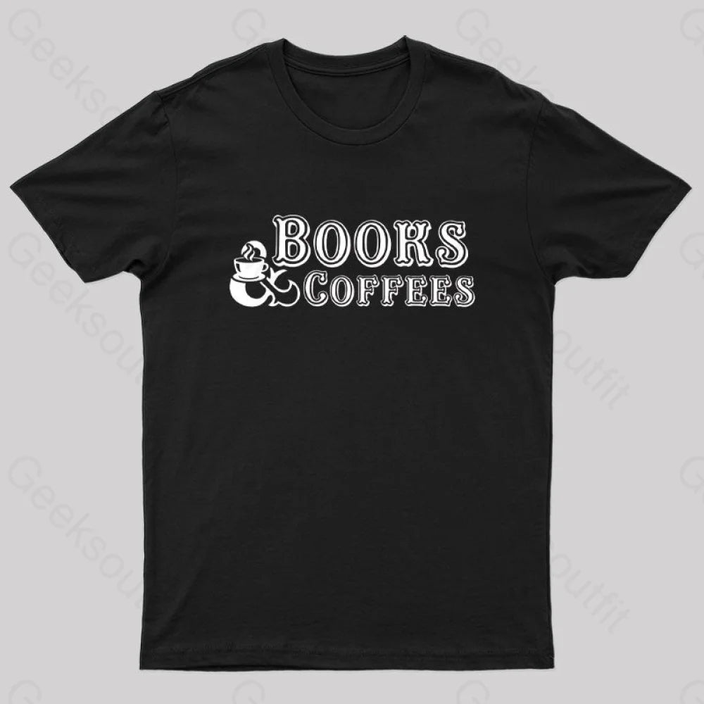Books And Coffees Nerd T-Shirt Black / S