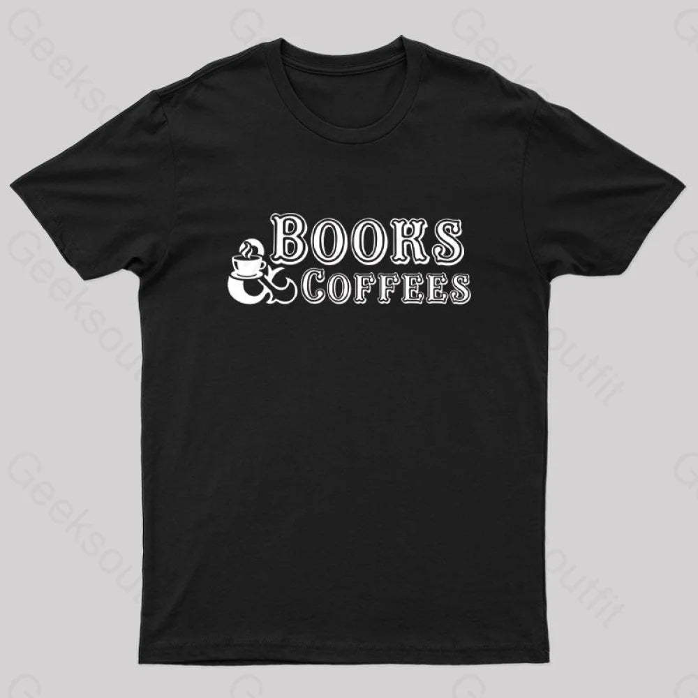 Books And Coffees Nerd T-Shirt Black / S