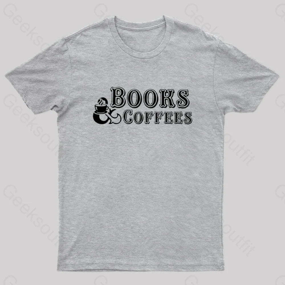 Books And Coffees Nerd T-Shirt Grey / S