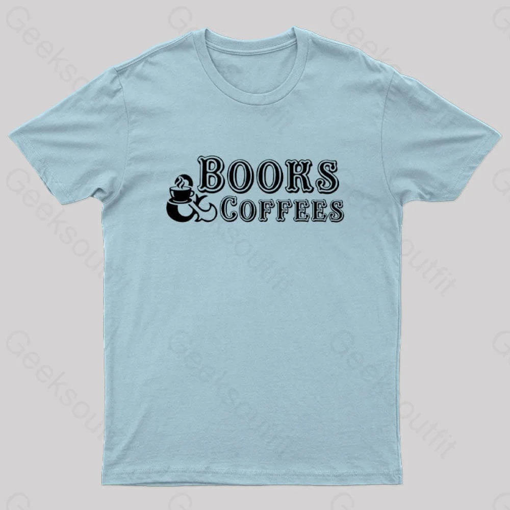 Books And Coffees Nerd T-Shirt Light Blue / S