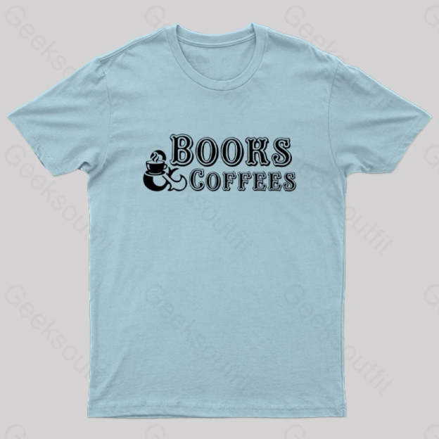 Books And Coffees Nerd T-Shirt Light Blue / S