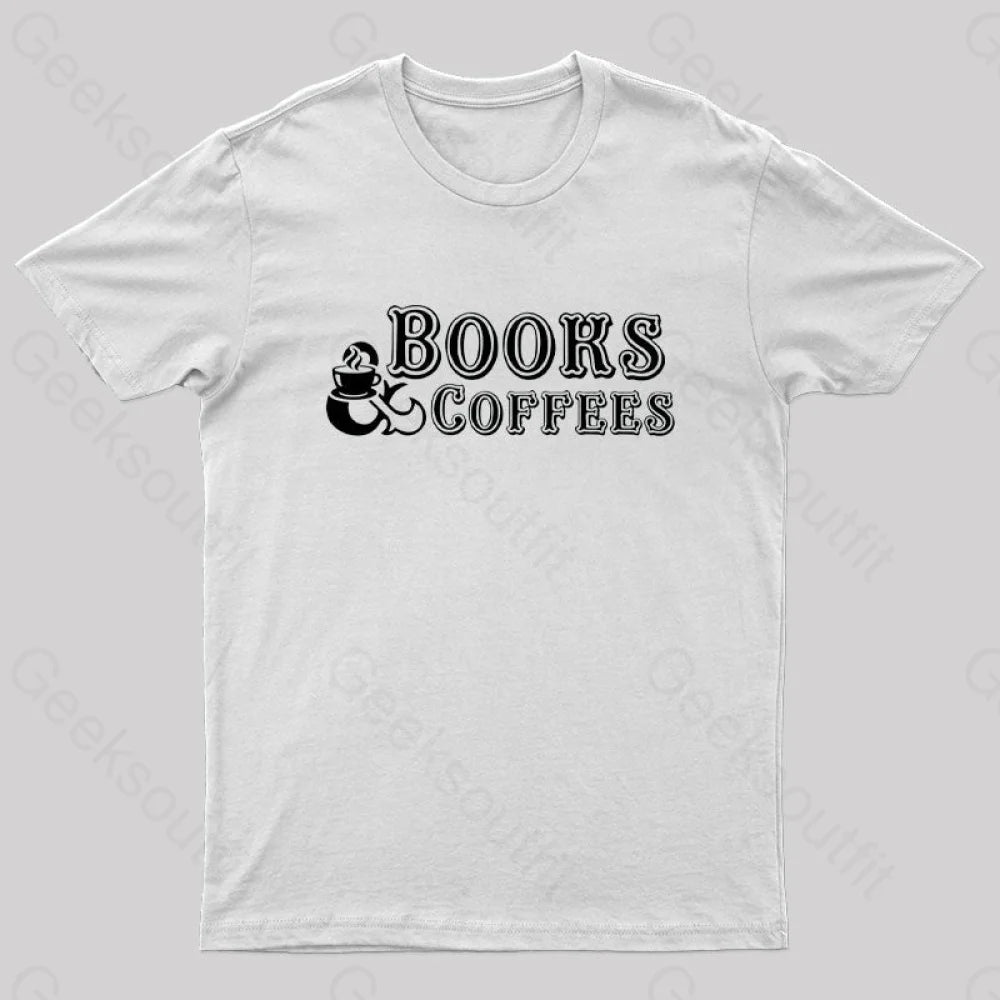 Books And Coffees Nerd T-Shirt White / S