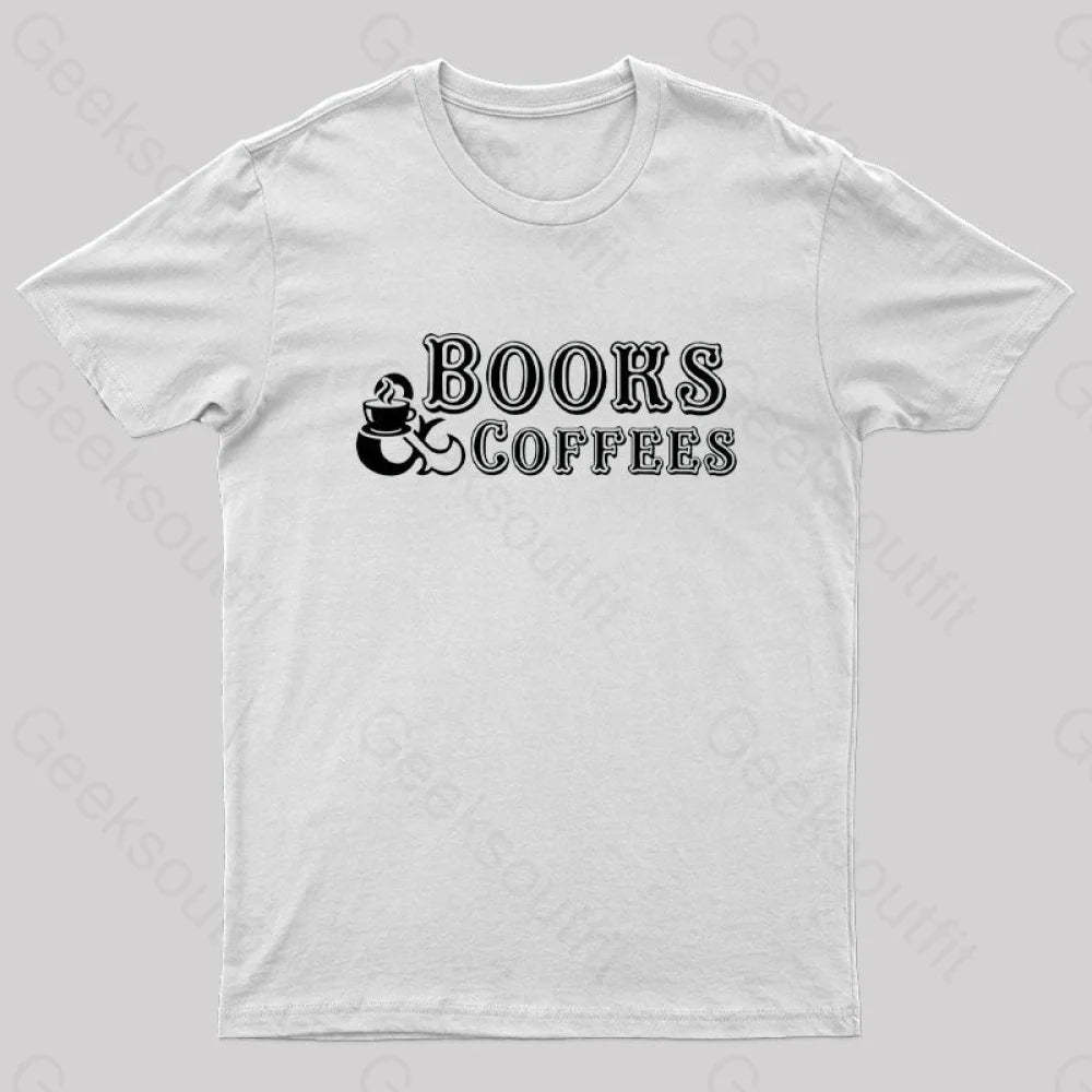 Books And Coffees Nerd T-Shirt White / S