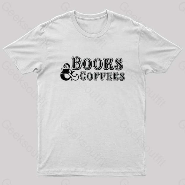 Books And Coffees Nerd T-Shirt White / S