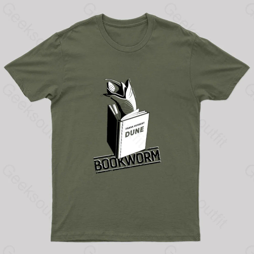 Bookworm Geek T-Shirt Army Green / S