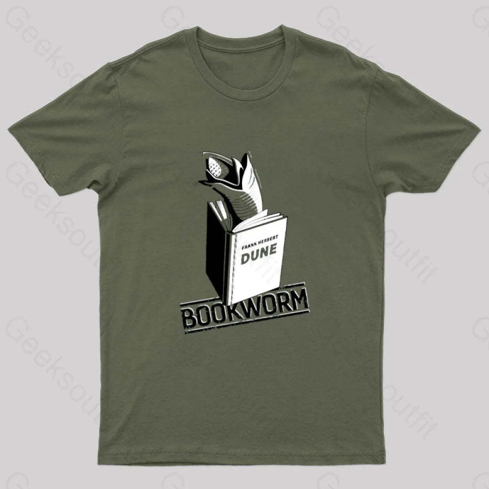 Bookworm Geek T-Shirt Army Green / S
