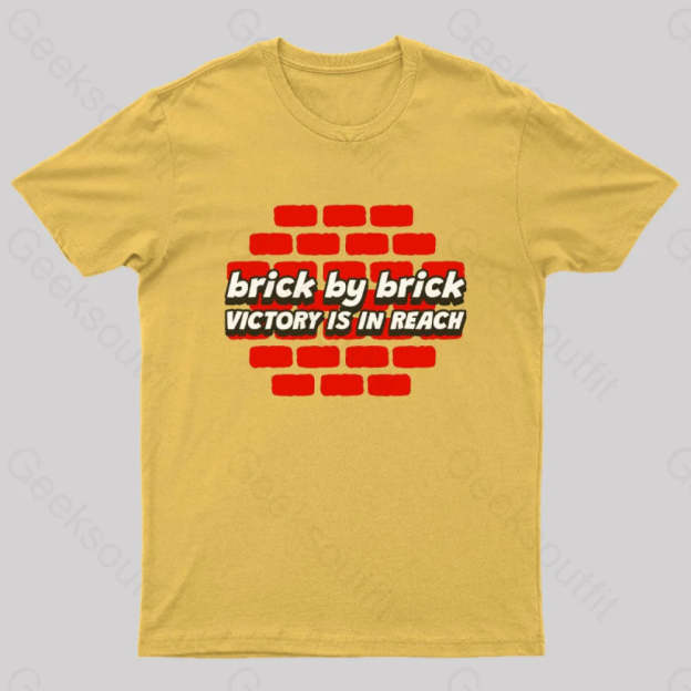 Brick By Victory Is In Reach Nerd T-Shirt Yellow / S