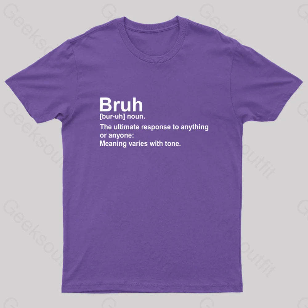 Bruh Definition Nerd T-Shirt Purple / S