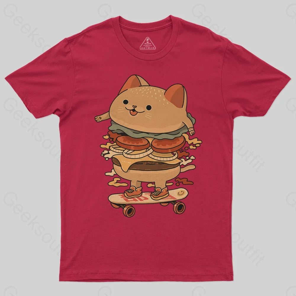 Burger Cat Skater T-Shirt - Geeksoutfit