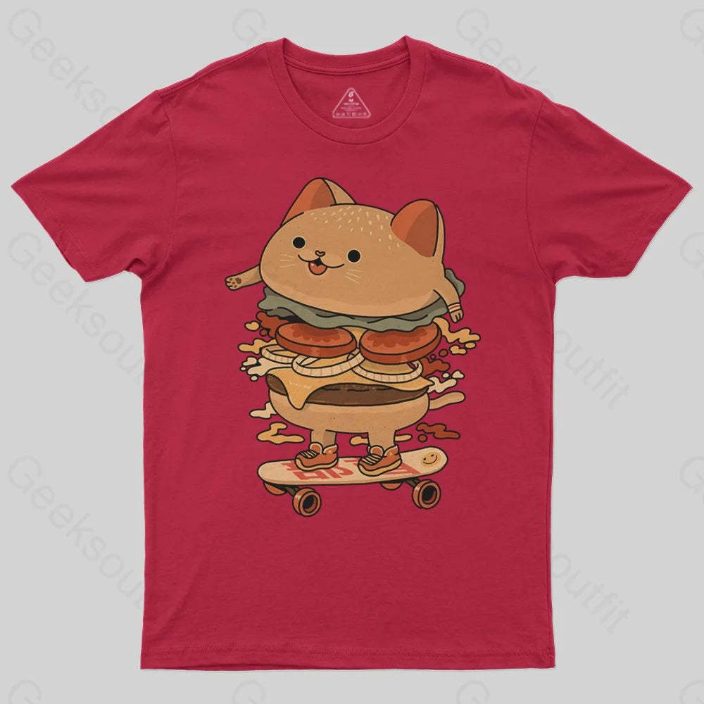 Burger Cat Skater T-Shirt - Geeksoutfit