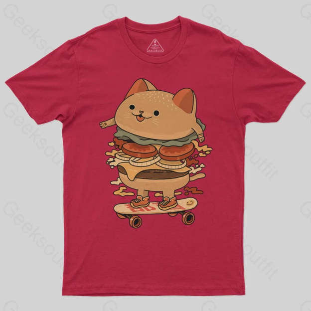 Burger Cat Skater T-Shirt - Geeksoutfit