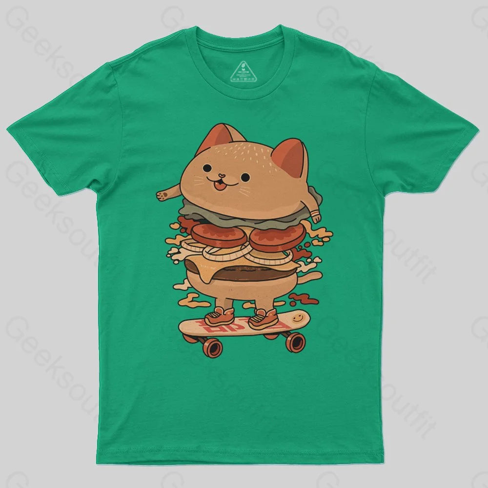Burger Cat Skater T-Shirt - Geeksoutfit