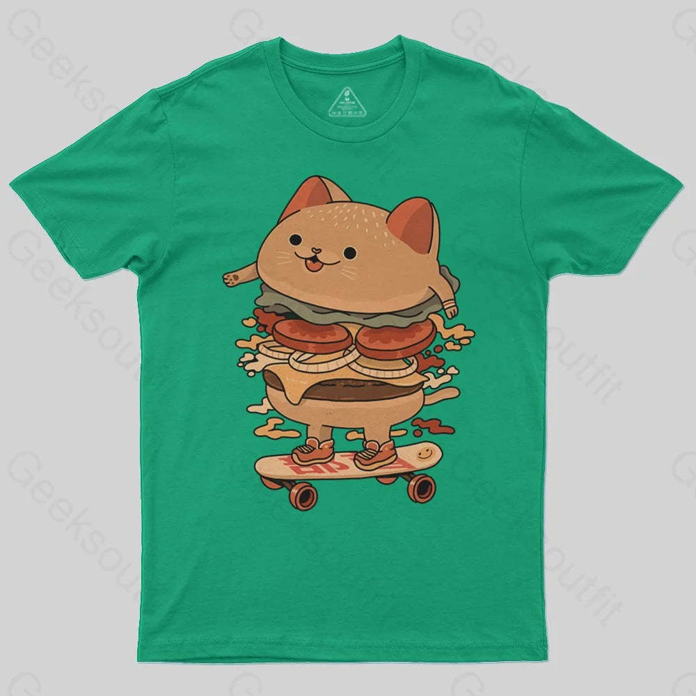 Burger Cat Skater T-Shirt - Geeksoutfit