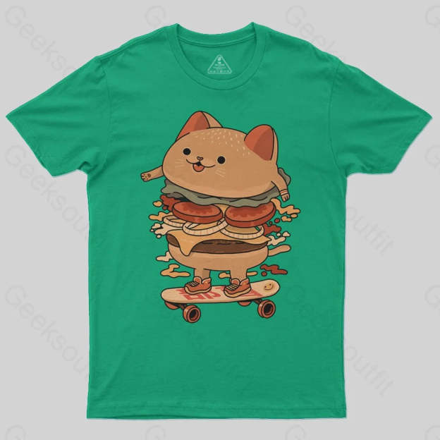 Burger Cat Skater T-Shirt - Geeksoutfit