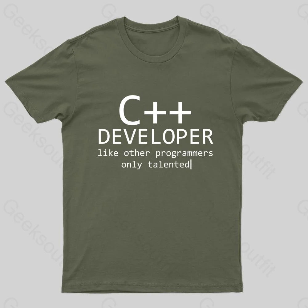 C Developer For Programmers Nerd T-Shirt Army Green / S