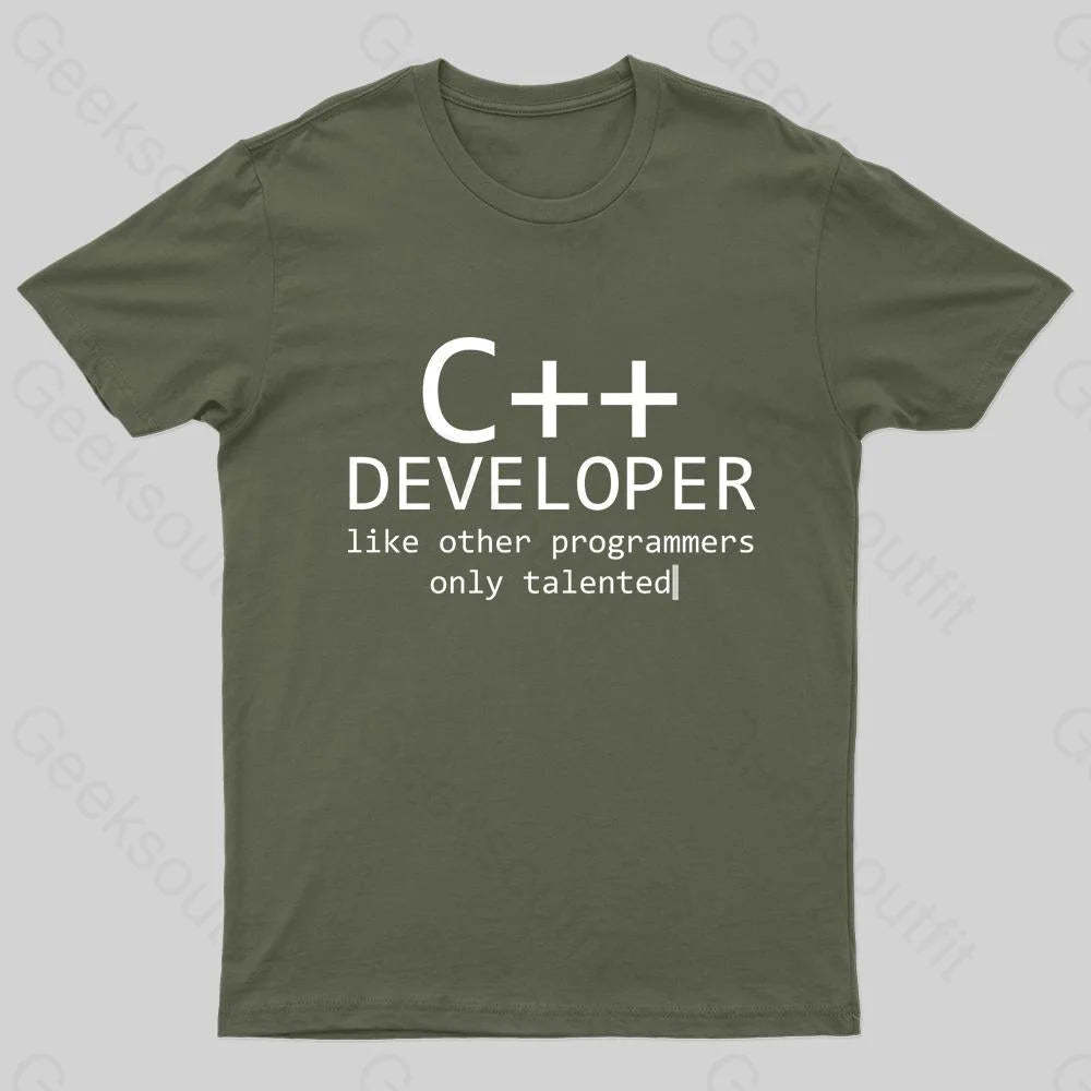 C Developer For Programmers Nerd T-Shirt Army Green / S