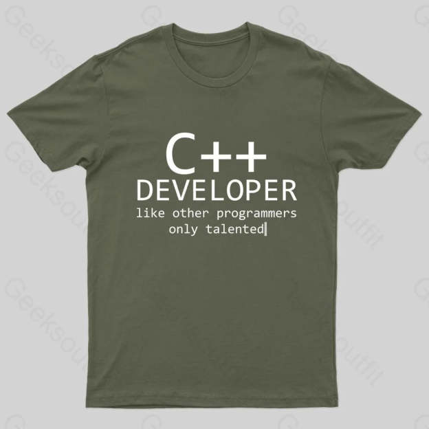 C Developer For Programmers Nerd T-Shirt Army Green / S