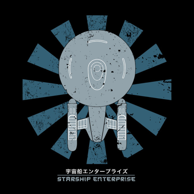 Starship Enterprise Retro Japanese Star Trek Geek T-Shirt
