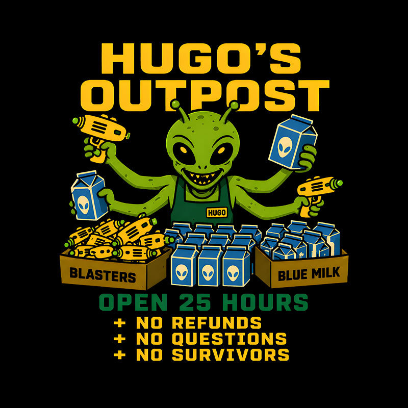 Blue Milk Alien Grocery Store Geek T-Shirt