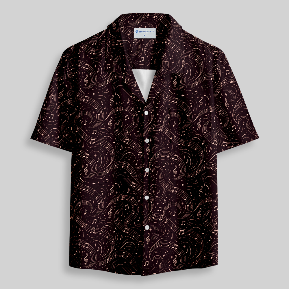 Cosmic Musical Notes Seamless Button Up Pocket Shirt