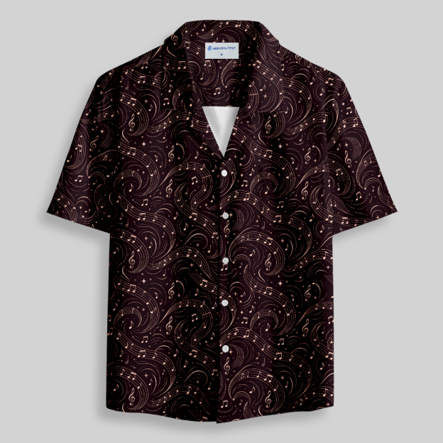 Cosmic Musical Notes Seamless Button Up Pocket Shirt