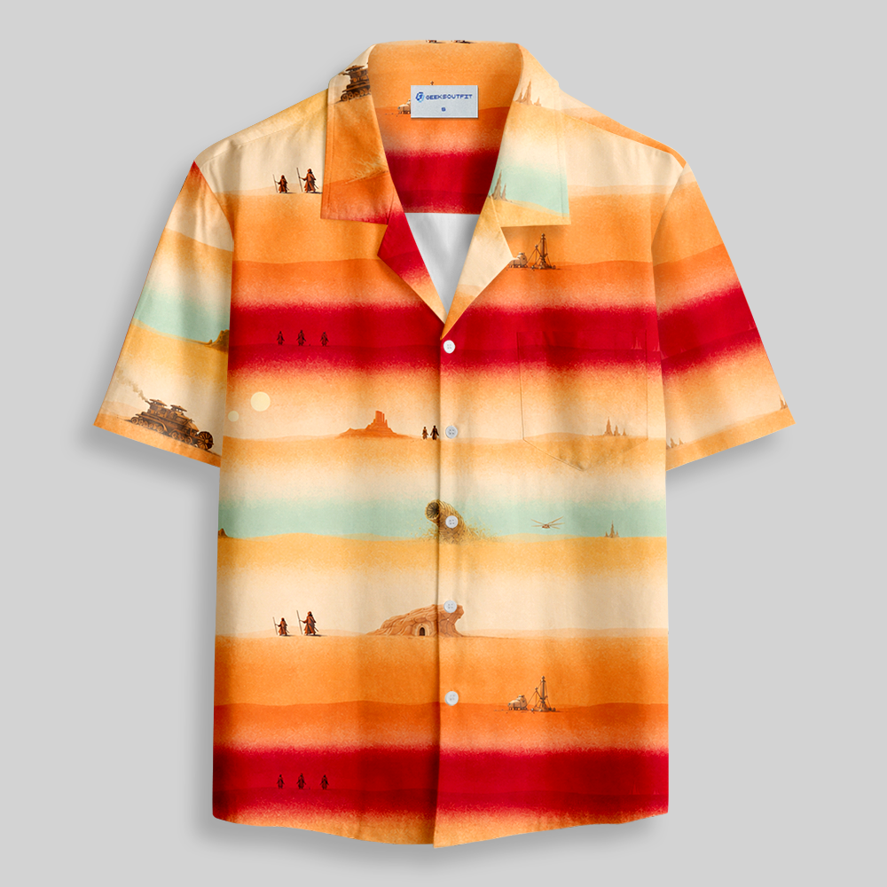Twin Sunset Alien Desert Button Up Pocket Shirt
