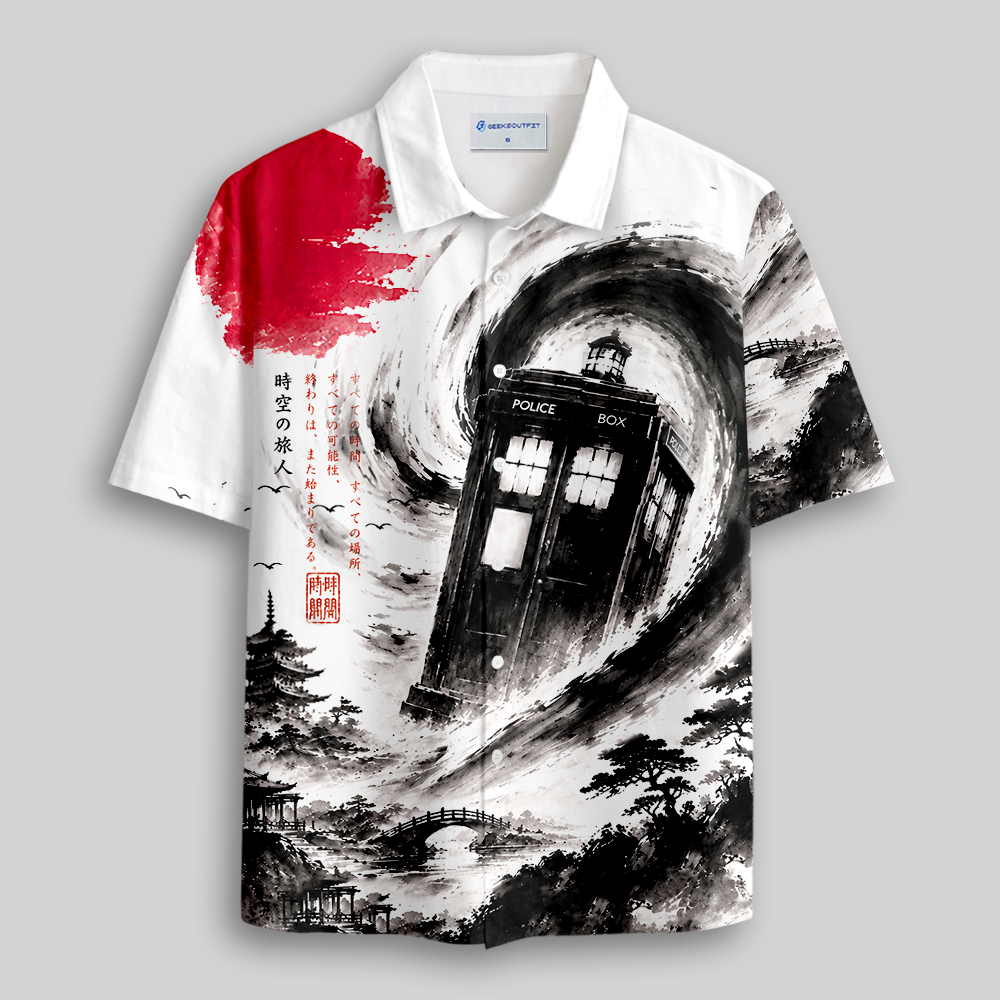 Sci-Fi Time Travel Vessel Button Up Pocket Shirt