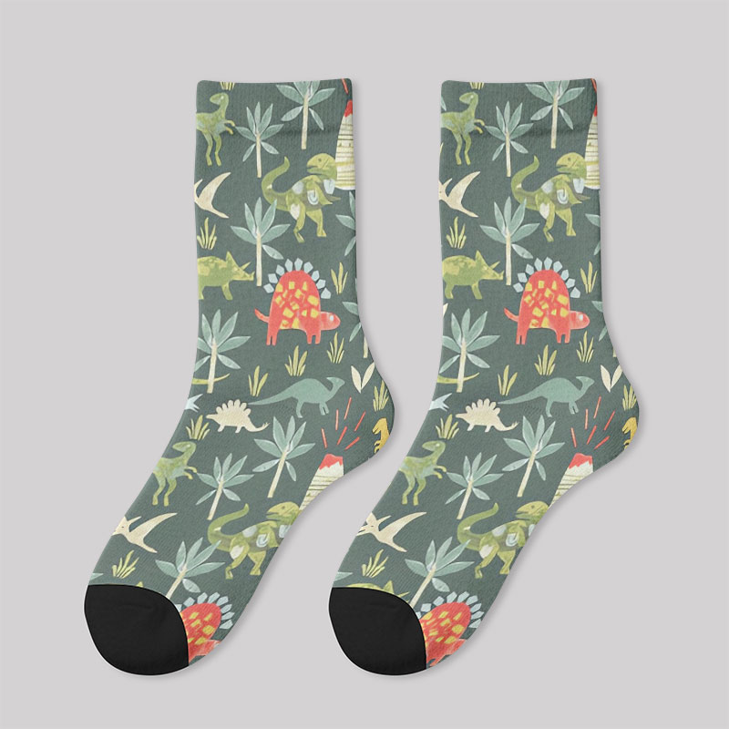Dinosaur Primordial Forest Men's Socks