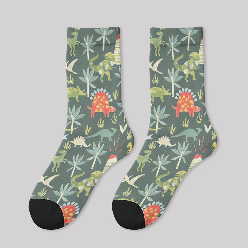 Dinosaur Primordial Forest Men's Socks