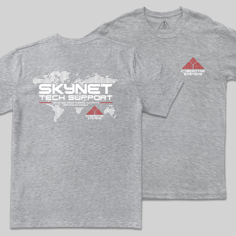 Global Digital Network Tech Support Front and Back Printed Geek T-Shirt