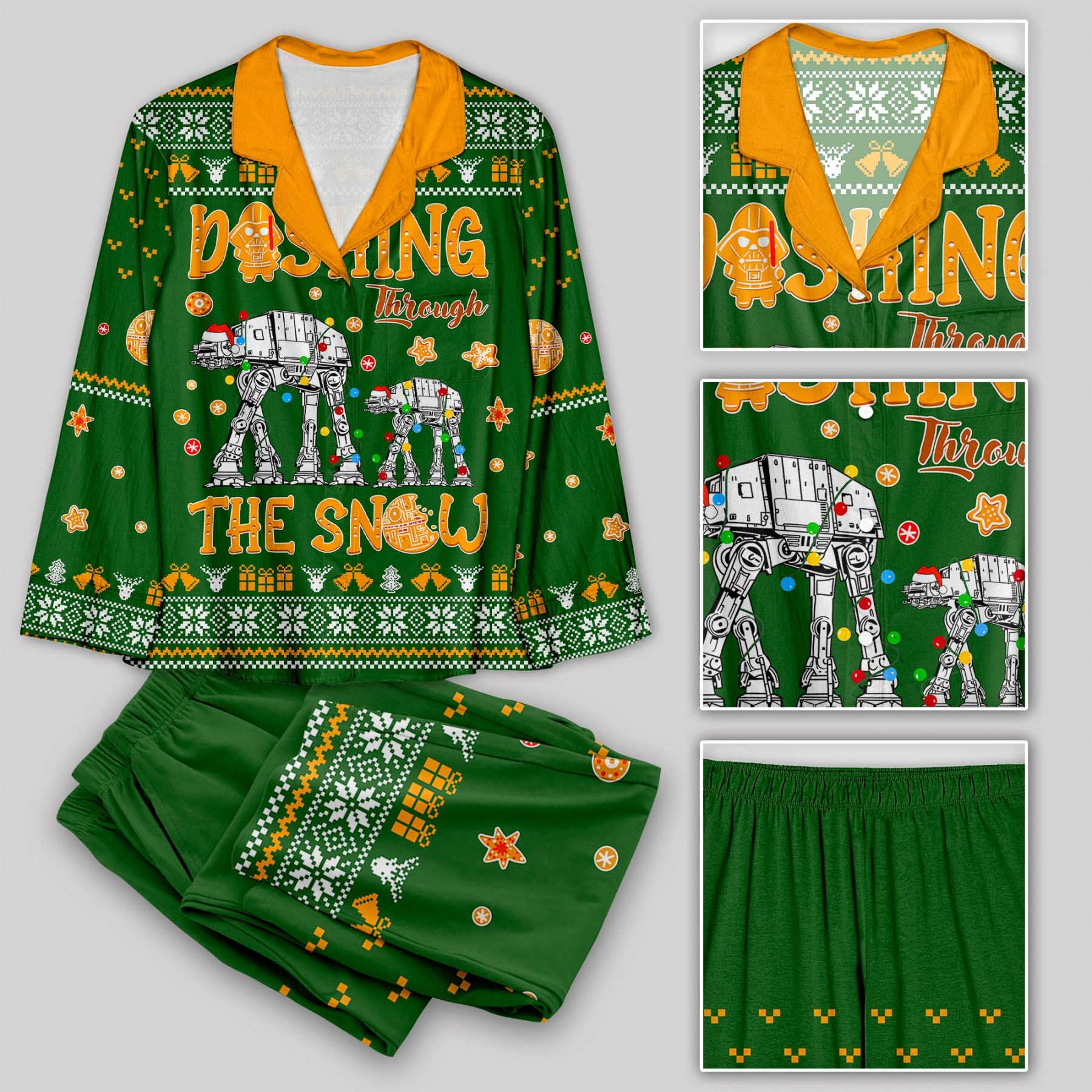 Walker Dashing Through The Snow Green Geek Pajama Sets