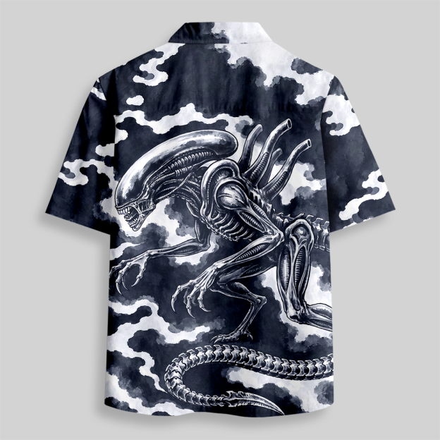 Ink Cloud Extraterrestrial Beast Series Button Up Pocket Shirt