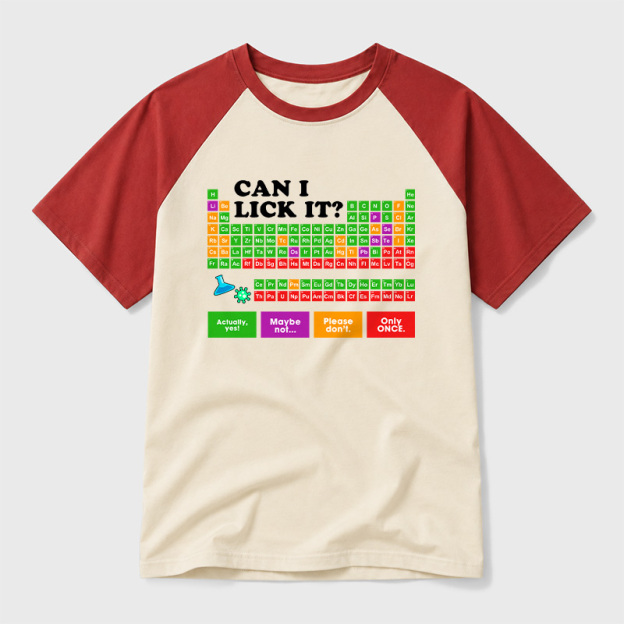 Can I Lick It Periodic Table Geek Retro Raglan T-Shirt