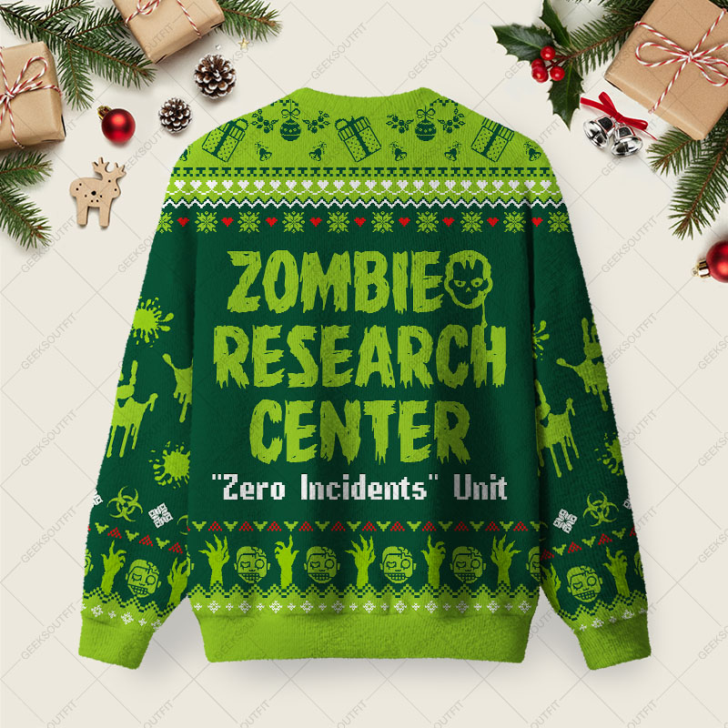 Zomibe Research Center Ugly Christmas Fuzzy Fleece Sweatshirt