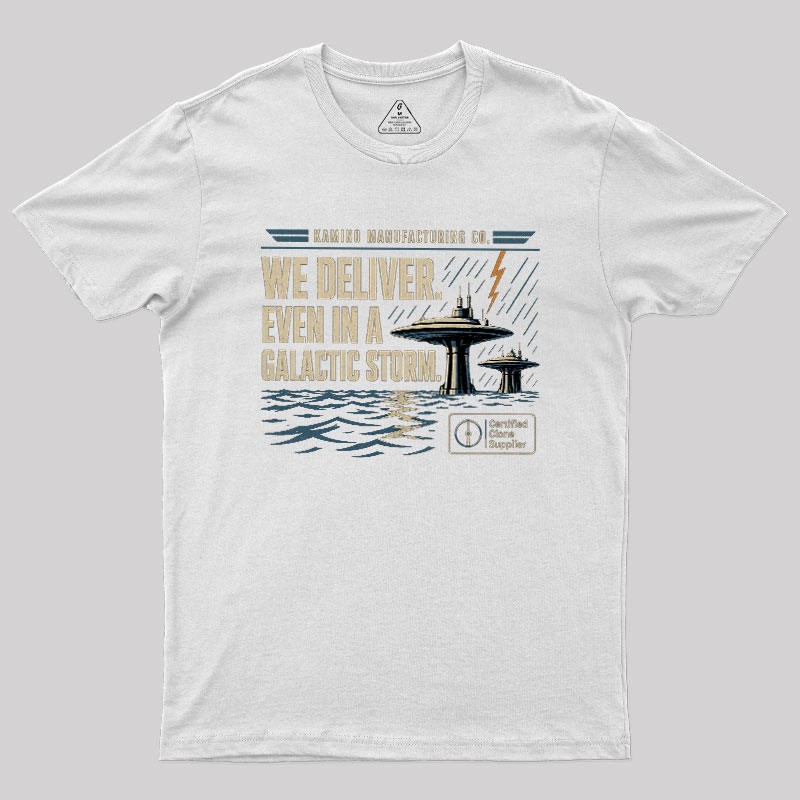 We Deliver Even In A Galactic Storm Geek T-Shirt