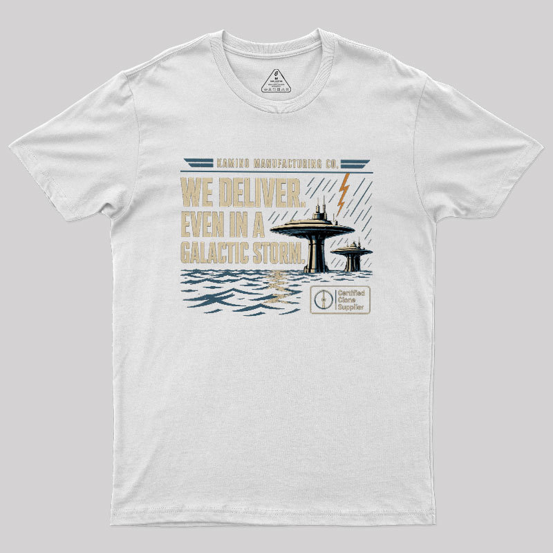 We Deliver Even In A Galactic Storm Geek T-Shirt