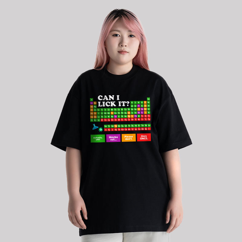 Can I Lick It Periodic Table Unisex Oversized T-shirt