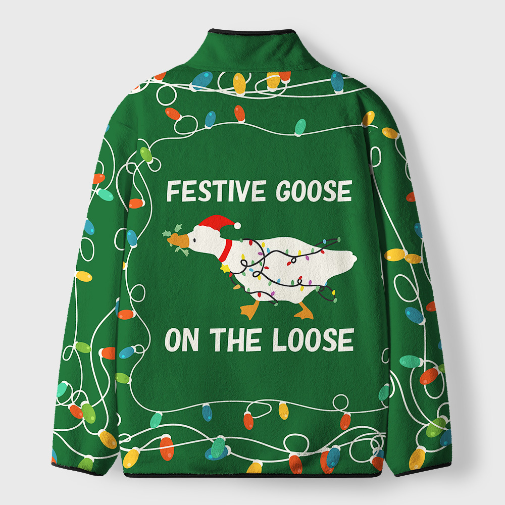 Festive Goose Escape Geek Polar Fleece Full-Zip Jacket