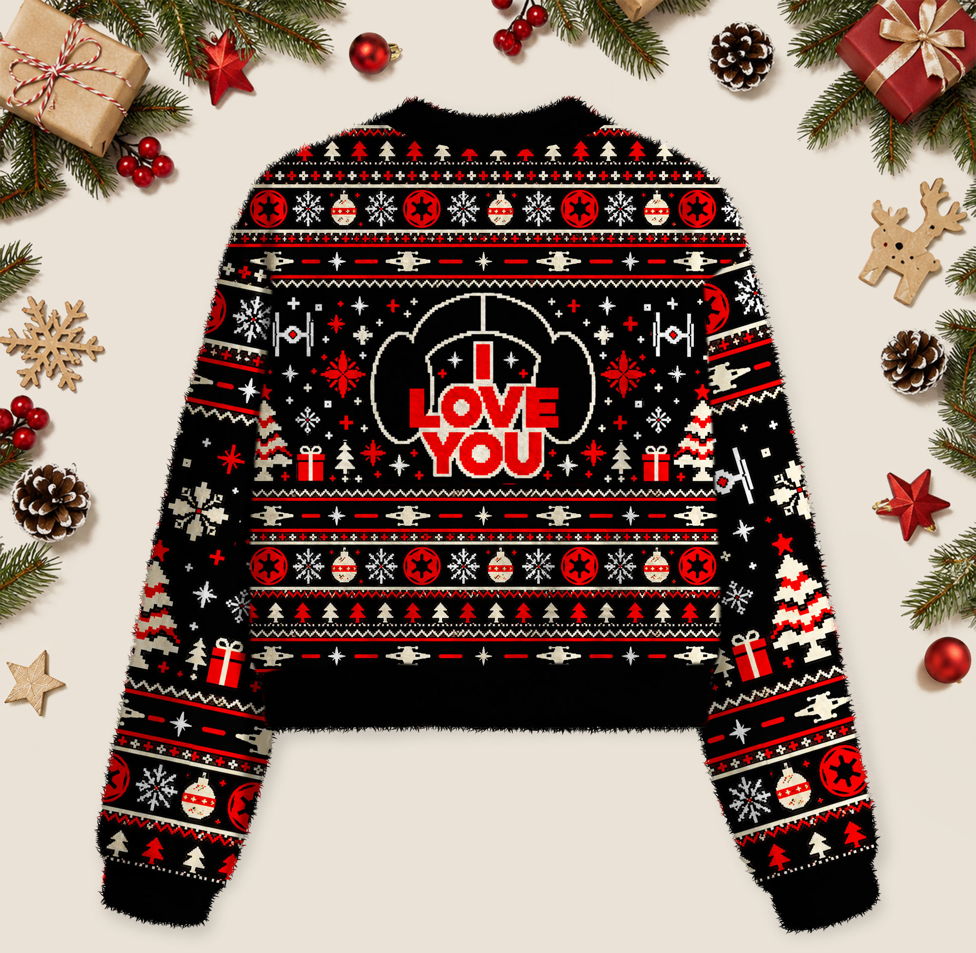 I Love You Geek Women's Fuzzy Fleece Cropped Sweater