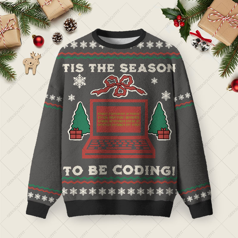 Coding Christmas Ugly Christmas Fuzzy Fleece Sweatshirt